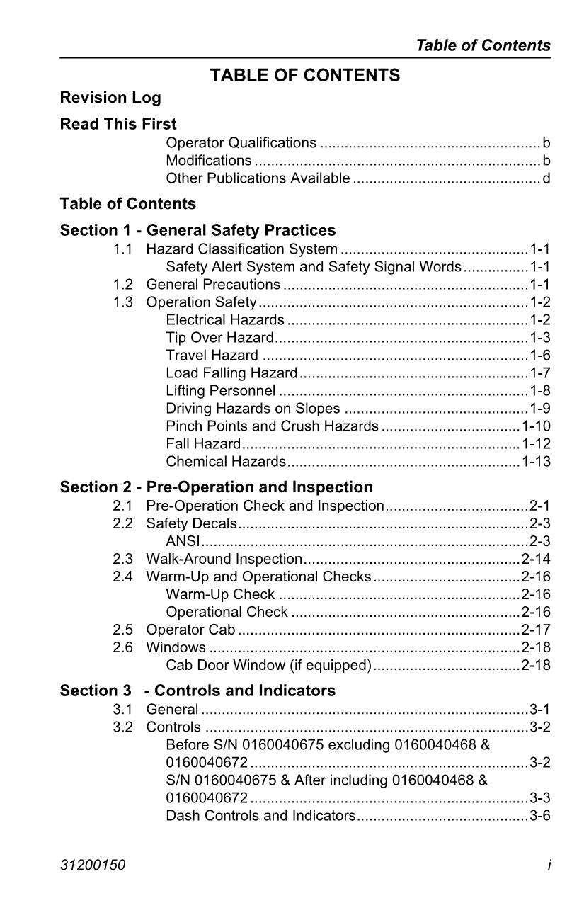 Manual del operador de mantenimiento y operación del manipulador telescópico JLG G10-43A G9-43A