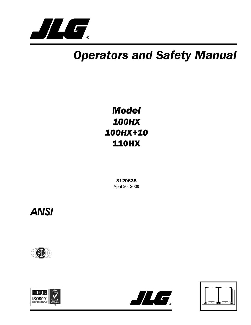 Manual del operador de mantenimiento de plataformas elevadoras JLG 100HX 100HX+10 110HX 3120635