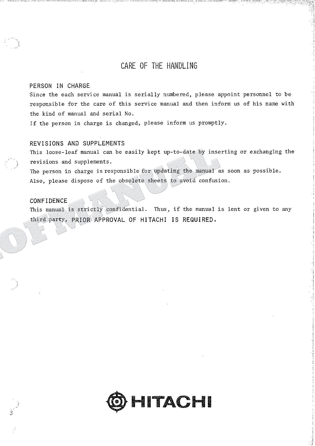 HITACHI WH073D Excavator Repair Service manual