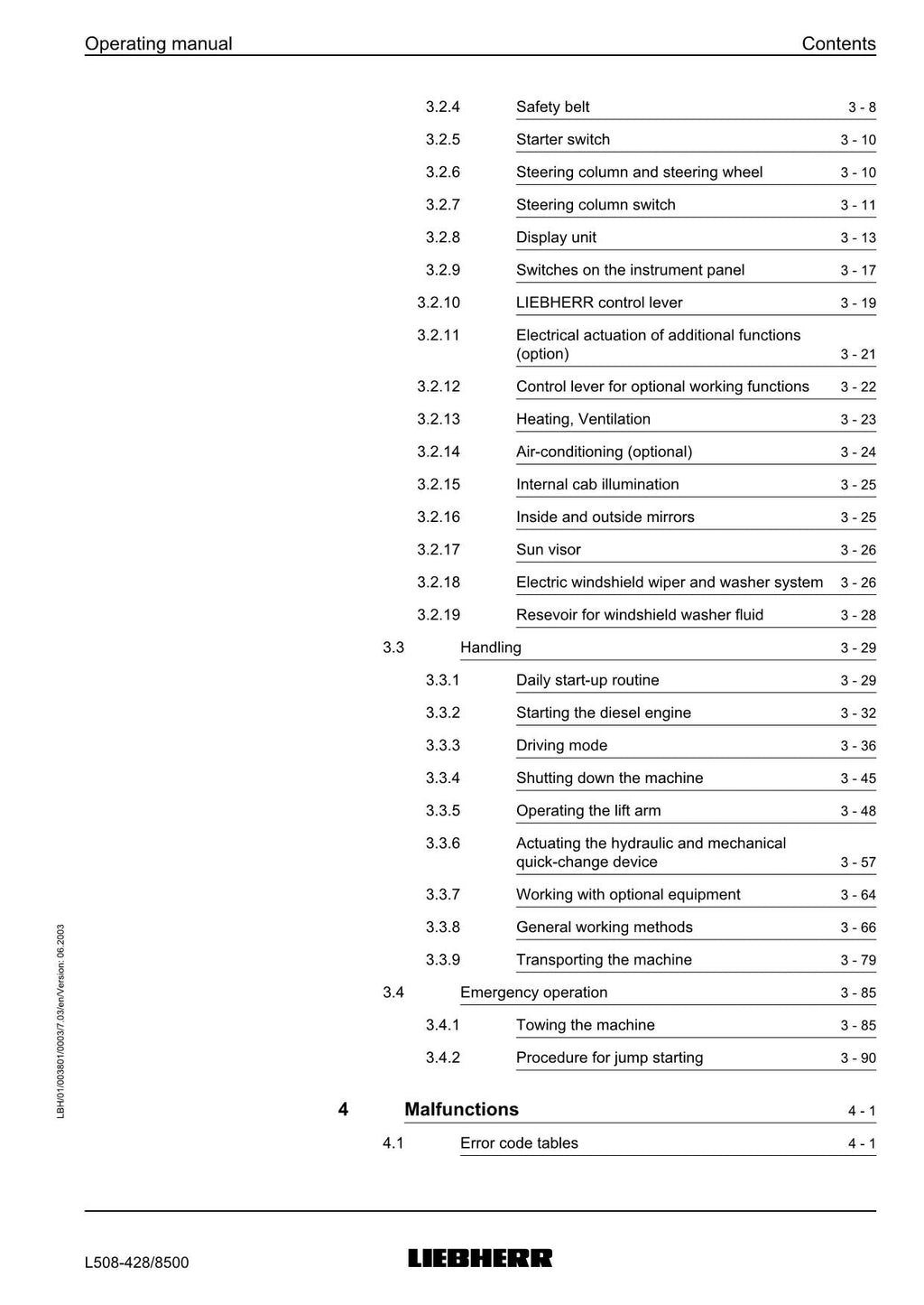 Liebherr L508 Stereo Wheel Loader Operators manual