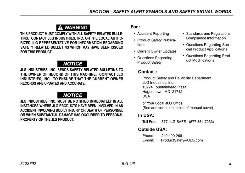 JLG X390AJ Compact Crawler Boom Maintenance Operation Operators Manual