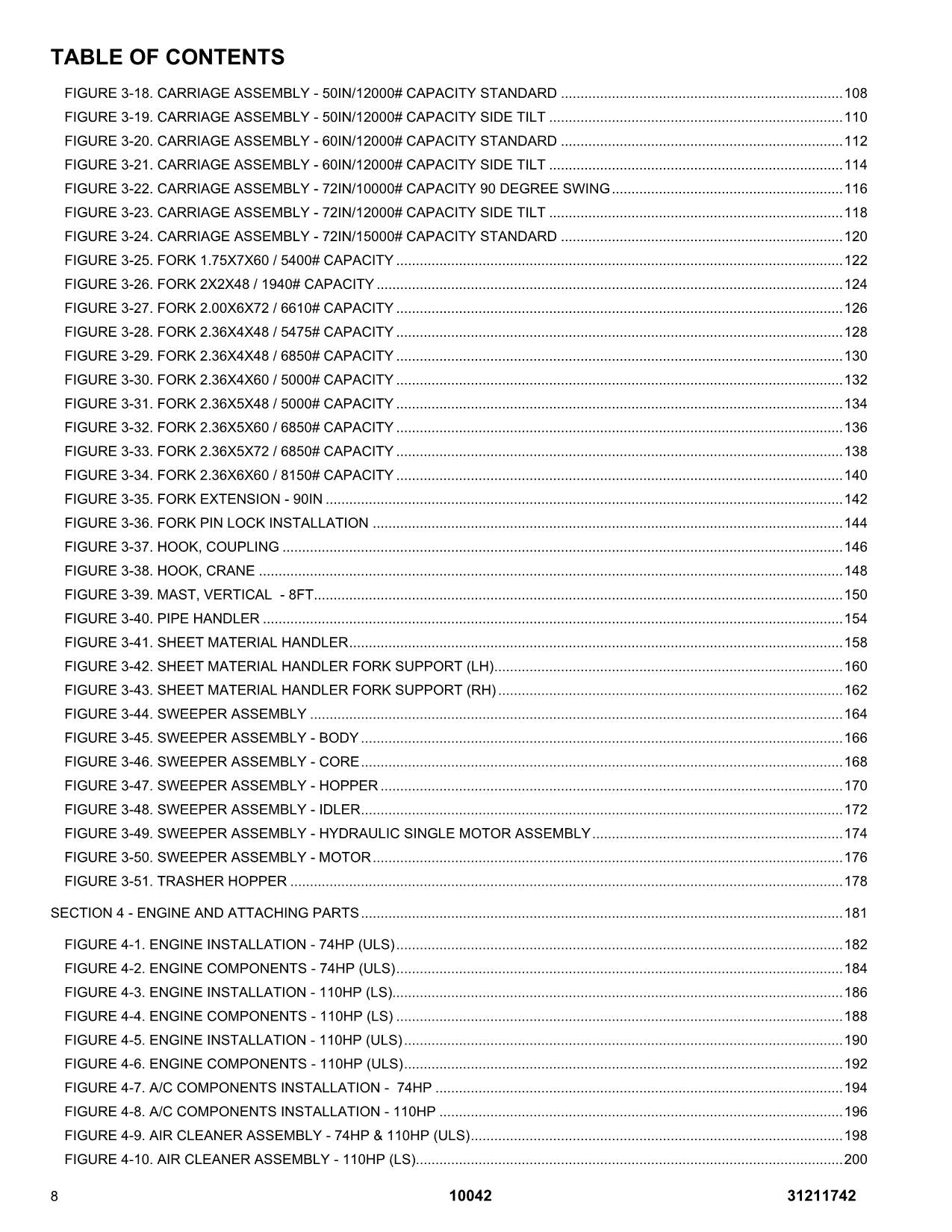 SKYTRAK  10042 Telehandler Parts Catalog Manual