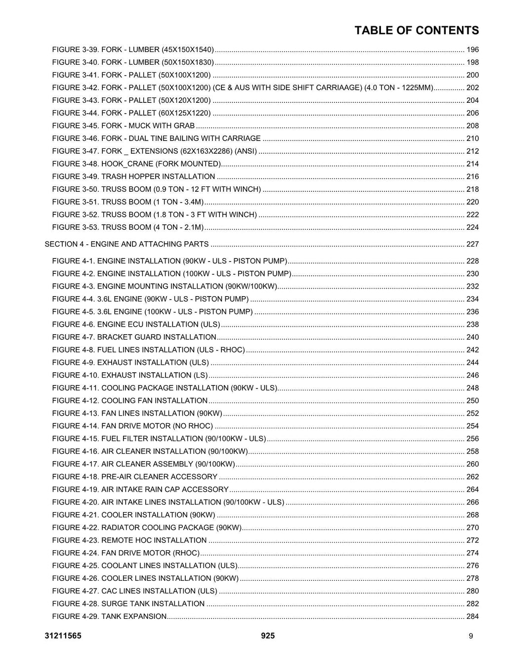 JLG 925 Telehandler Parts Catalog Manual 31211565