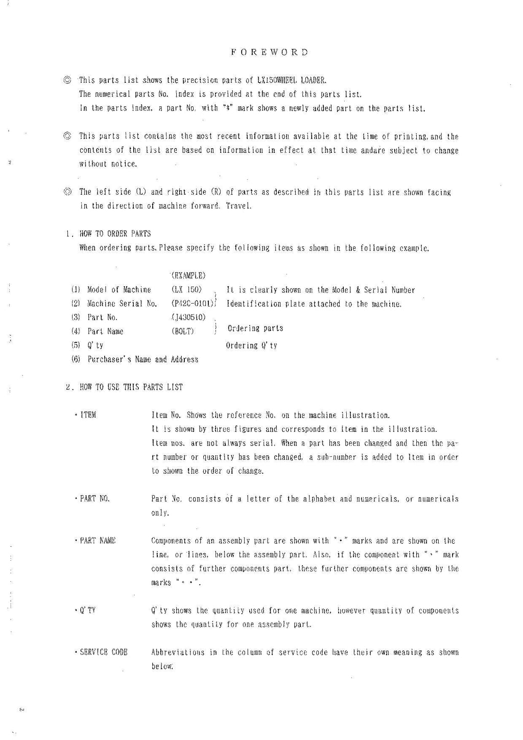 Hitachi LX150 Wheel Loader Equipment Component Parts Catalog Manual SN 0101-up