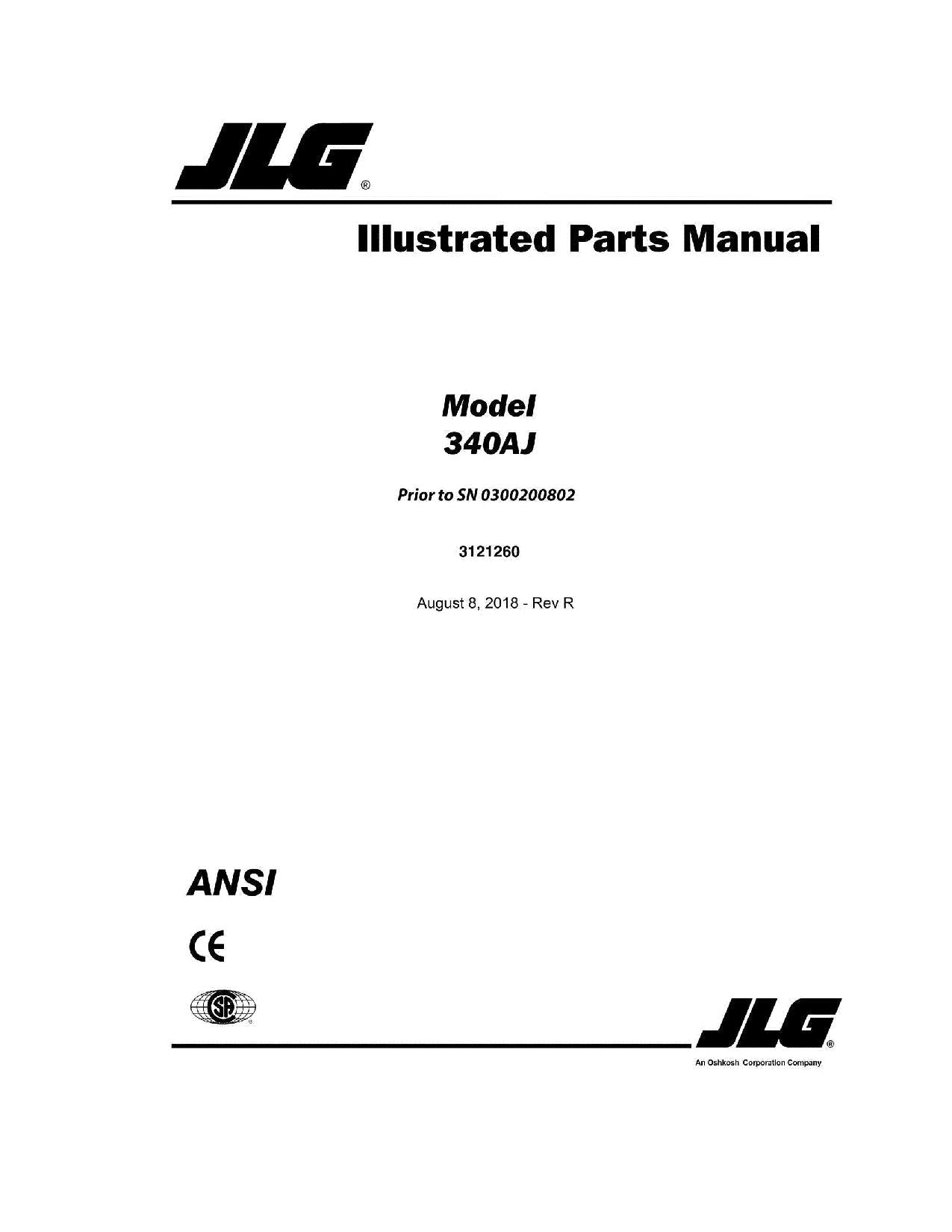 Manual del catálogo de piezas del elevador de tijera JLG 340AJ