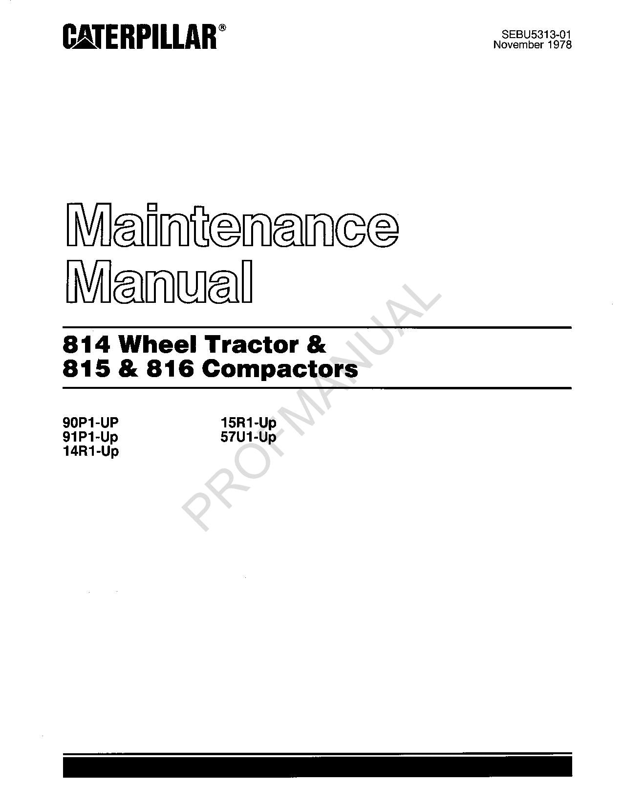 Manual de mantenimiento del operador del tractor de ruedas Caterpillar 814, compactador 815 y 816
