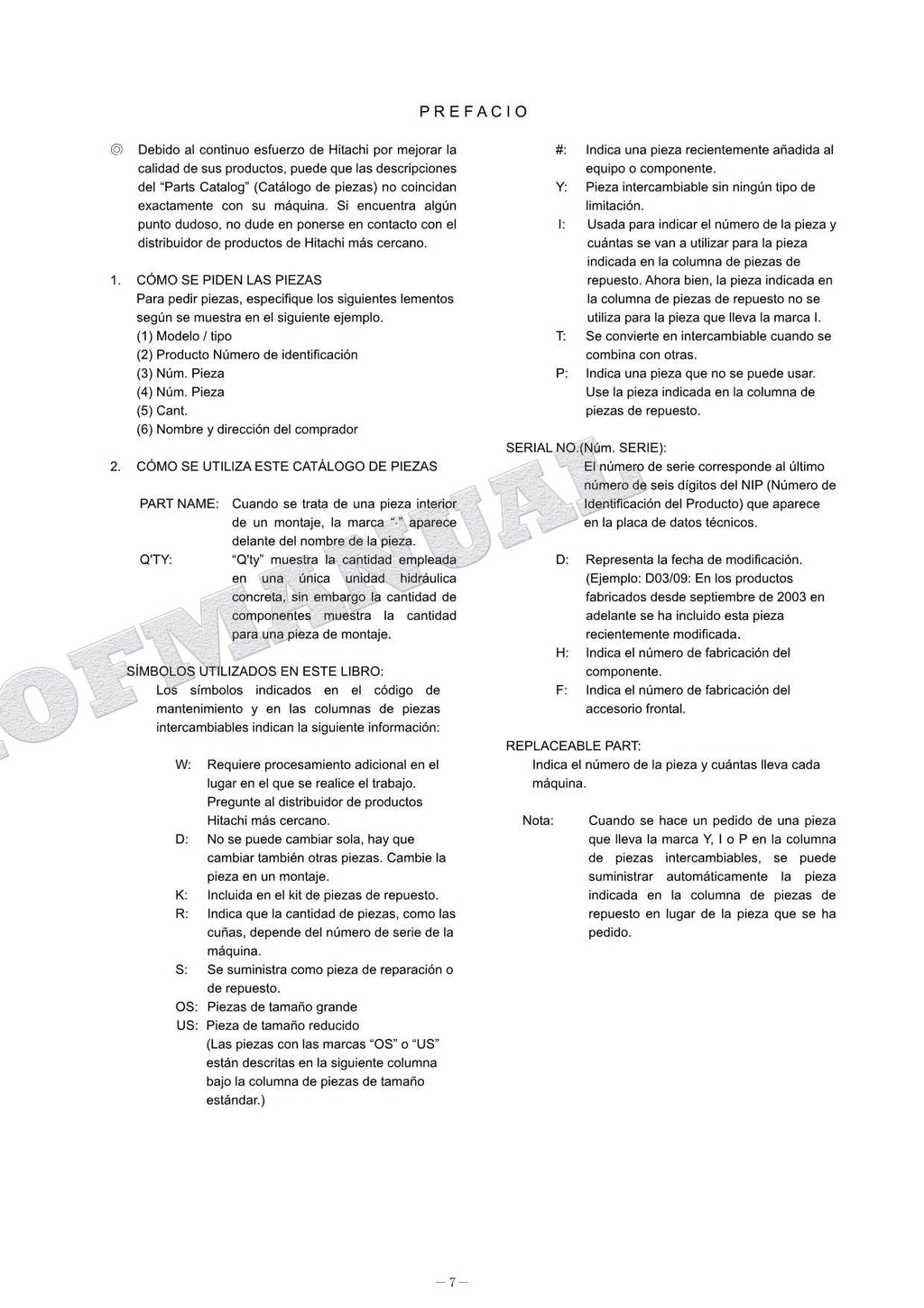 HITACHI ZAXIS ZX75UR-3 Equipment Component Excavator Parts Catalog Manual