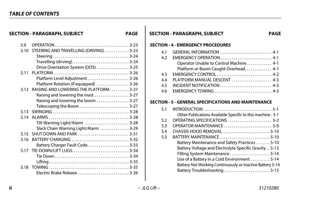 TOUCAN 32E Vertical Lift Maintenance Operation Operators Manual