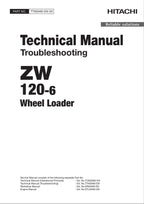 Hitachi ZW120-6 Wheel Loader Technical Manual Troubleshooting +Schematics