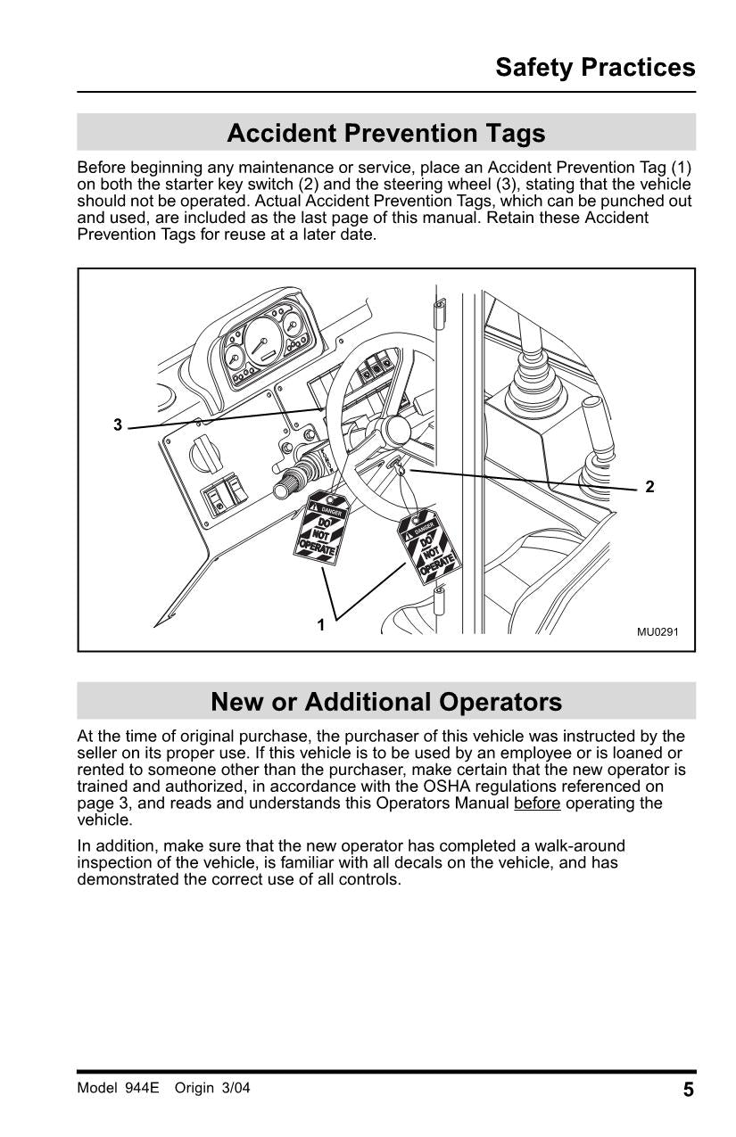 LULL 944E-38 Telehandler Maintenance Operation Operators Manual