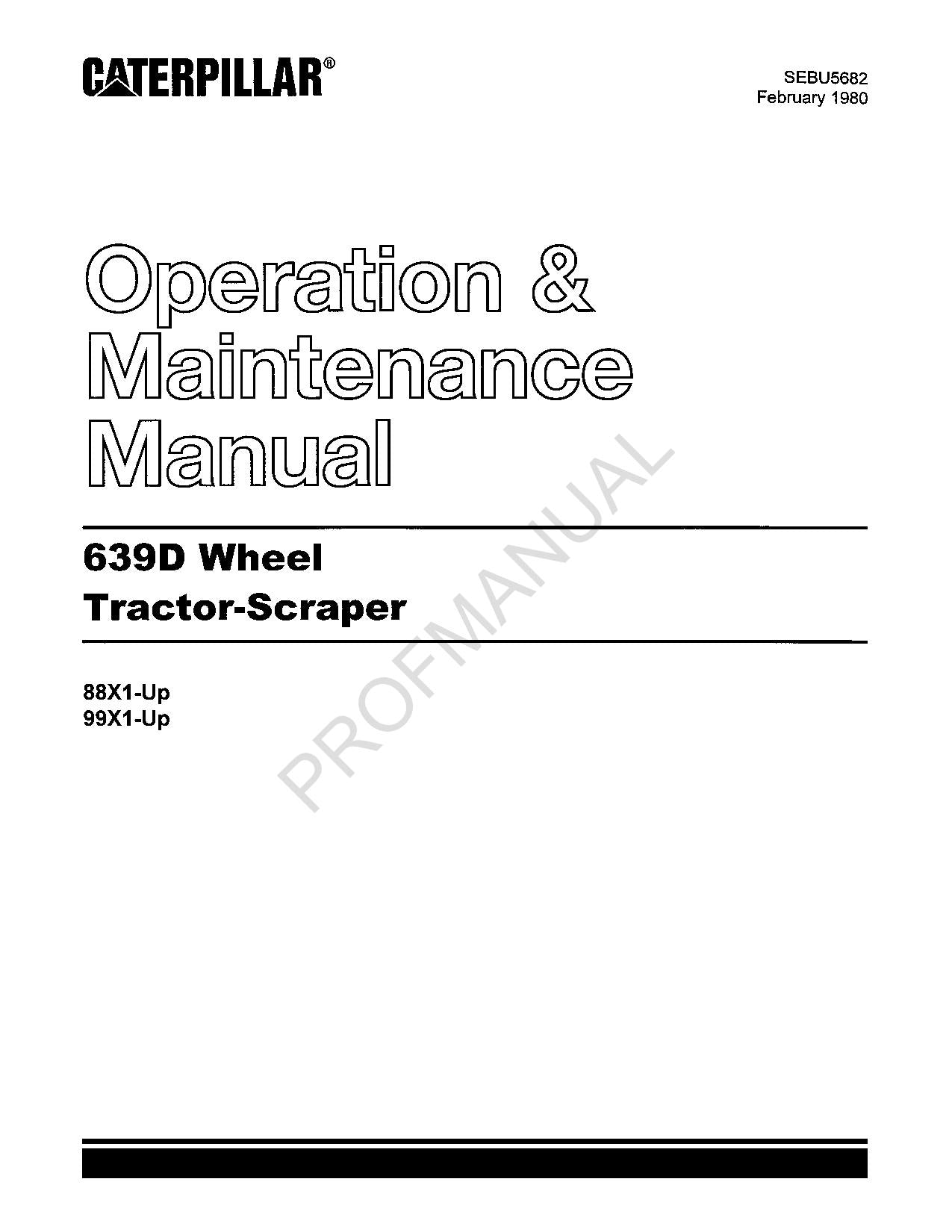 Manual de mantenimiento del operador de mototraílla Caterpillar 639D SEBU5682