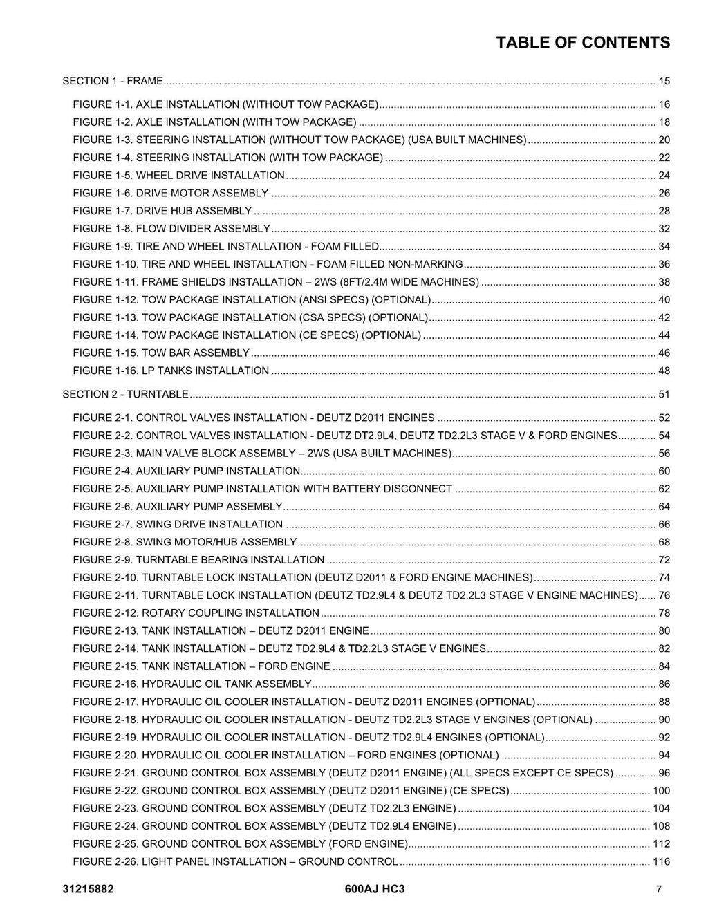 JLG 600AJ  Boom Lift Parts Catalog Manual 31215882