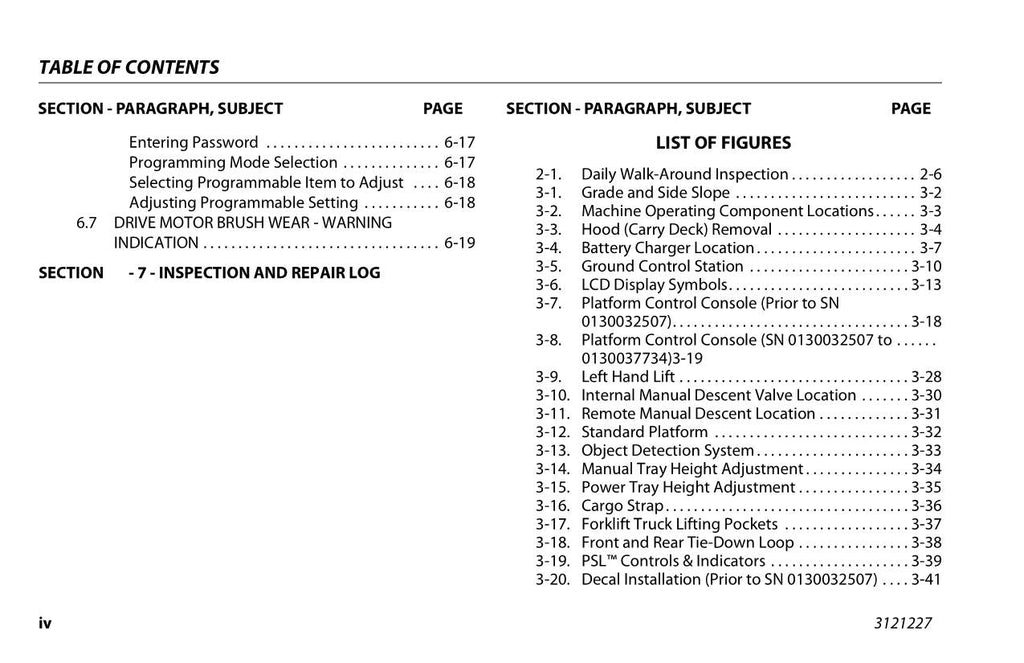 JLG 10MSP Vertical Mast Maintenance Operation Operators Manual 3121227