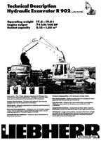 Liebherr R902 Litronic Excavator Operators manual serial 2001