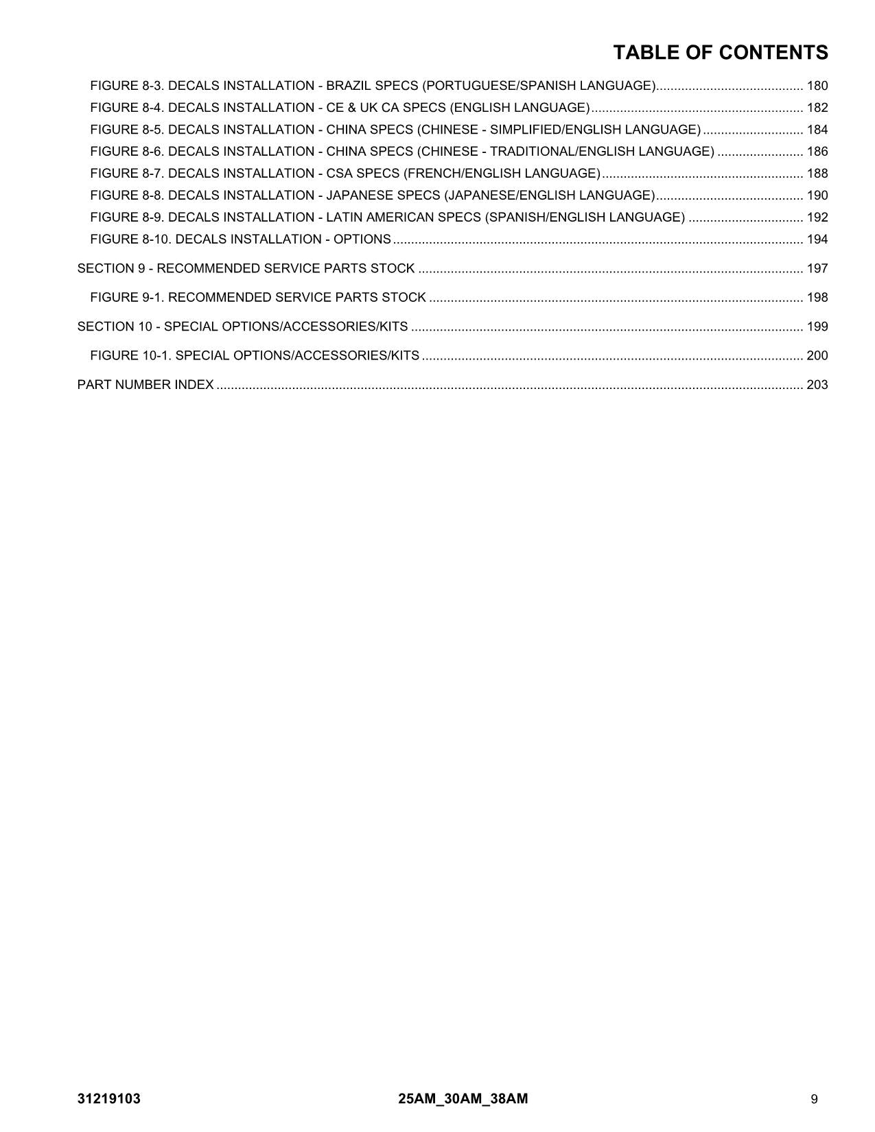 Manual del catálogo de piezas del mástil vertical JLG 25AM 30AM 38AM 31219103