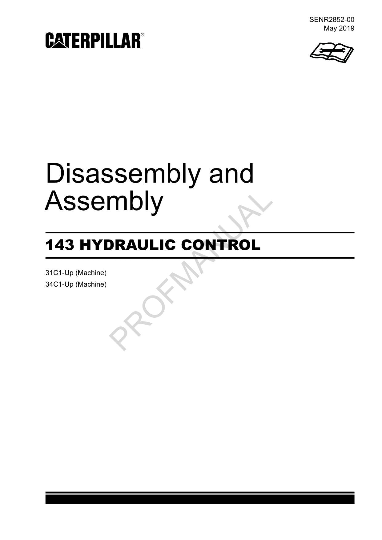 Manual de desmontaje y montaje del control hidráulico Caterpillar CAT 143