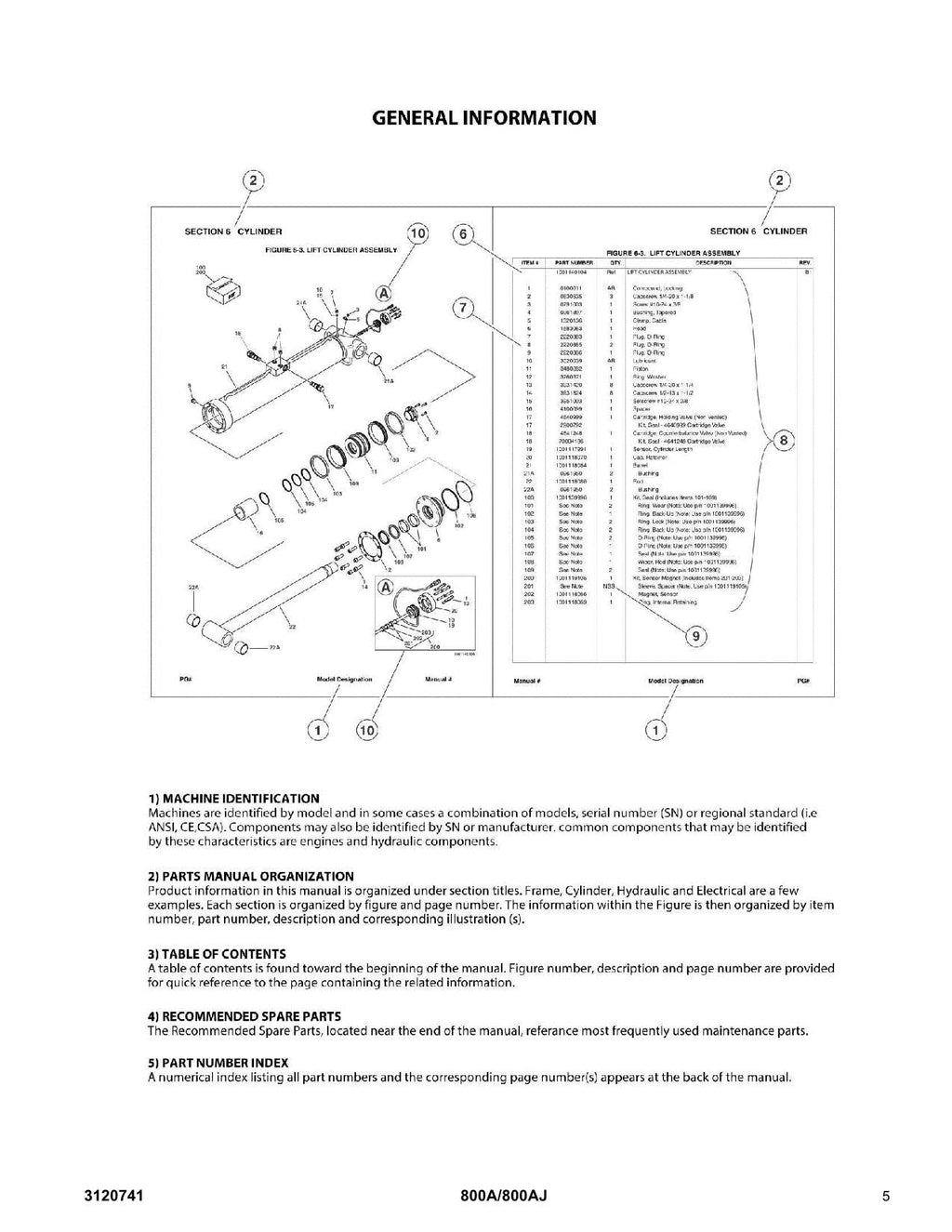 JLG 800A 800AJ Boom Lift Parts Catalog Manual Prior to 0300069000