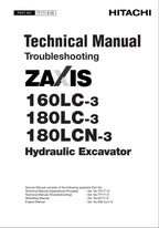 HITACHI ZX160LC-3 ZX180LC-3 Excavator Troubleshooting Schematic Technical Manual