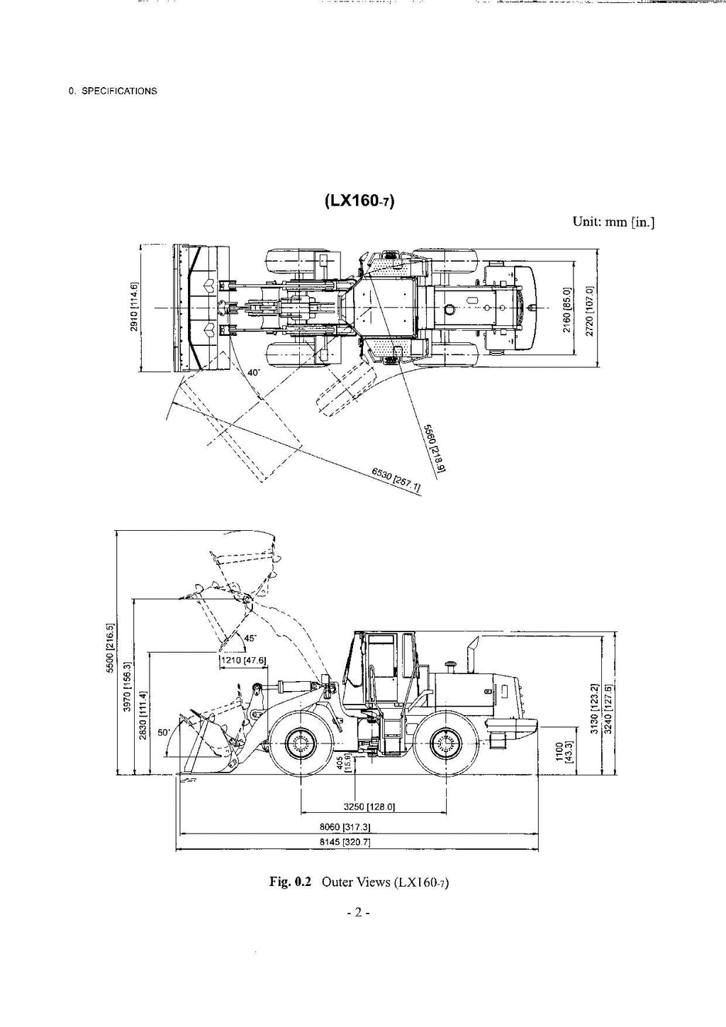 Hitachi LX130-7 LX160-7 LX190-7 LX230-7 Wheel Loader Tech Manual +Schem