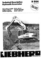 Liebherr R904 Litronic Excavator Operators manual serial 6001