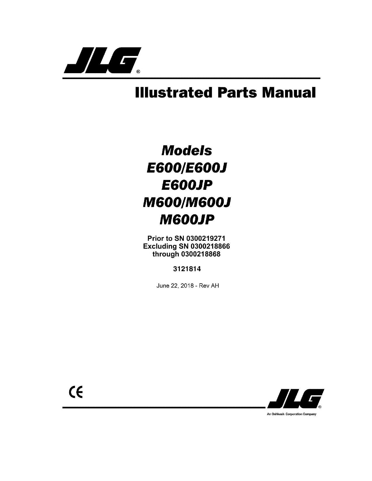 Manual del catálogo de piezas de plataformas elevadoras JLG E600 E600J E600JP M600 M600J M600JP