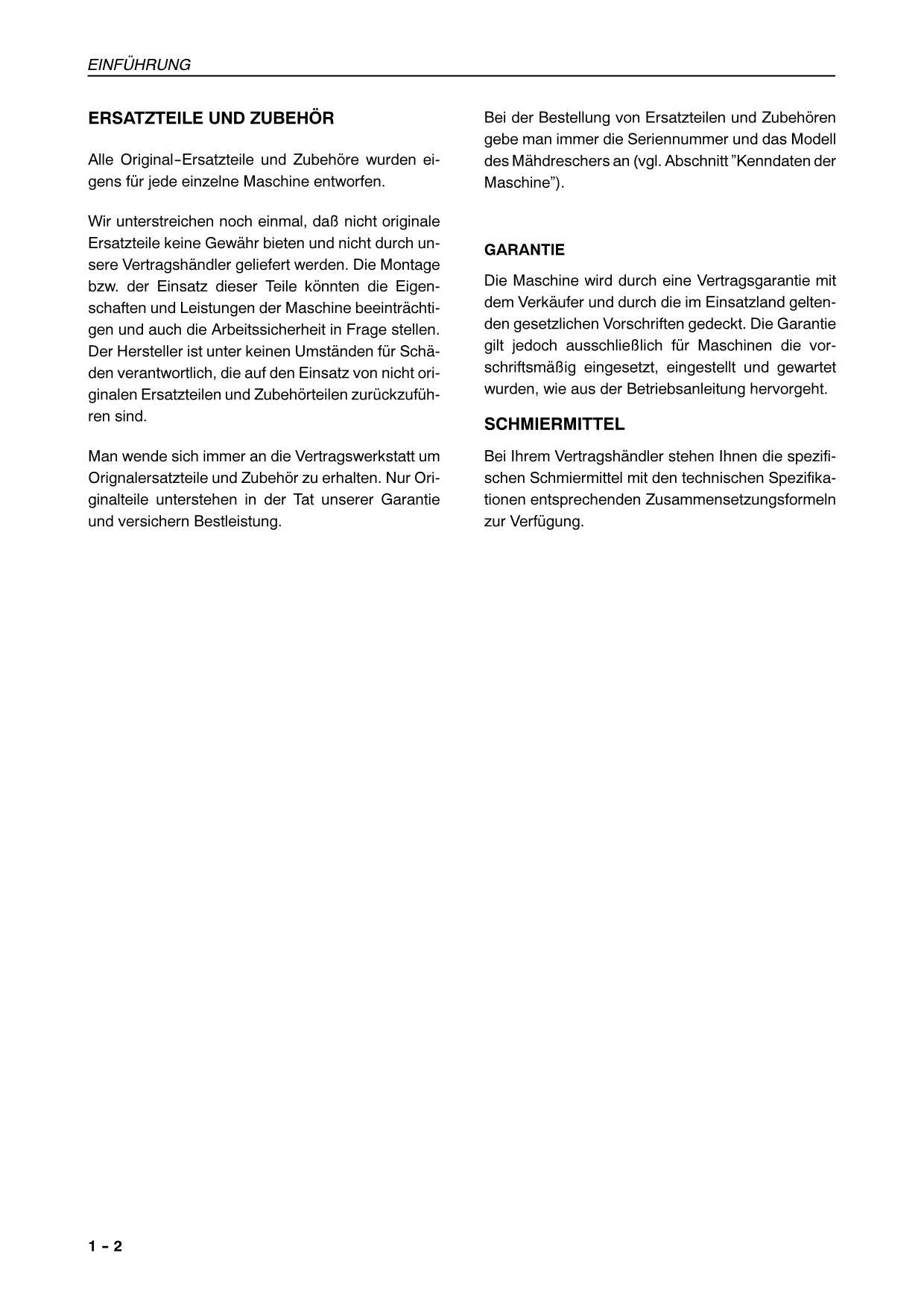 New Holland SB36 SB56 SB58 SB60 SB62 SB64 Mähdrescher Betriebsanleitung