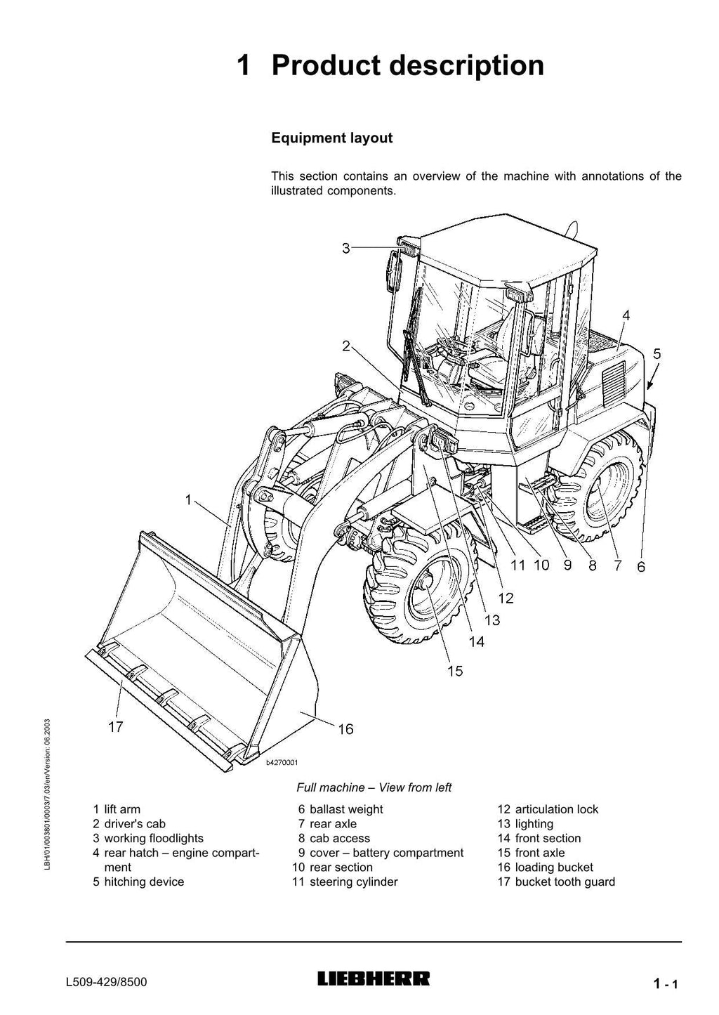 Liebherr L509 Stereo Wheel Loader Operators manual