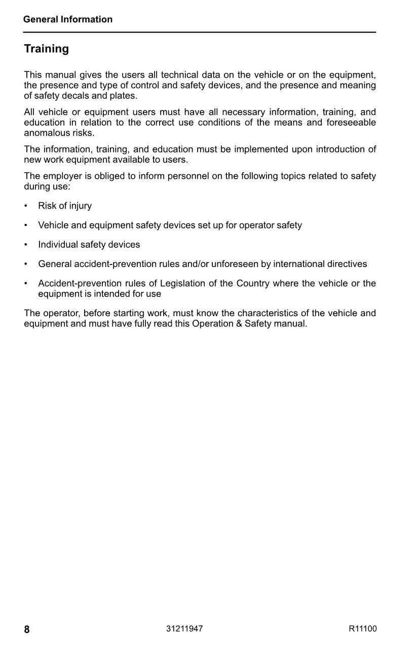 JLG R11100 Telehandler Maintenance Operation Operators Manual