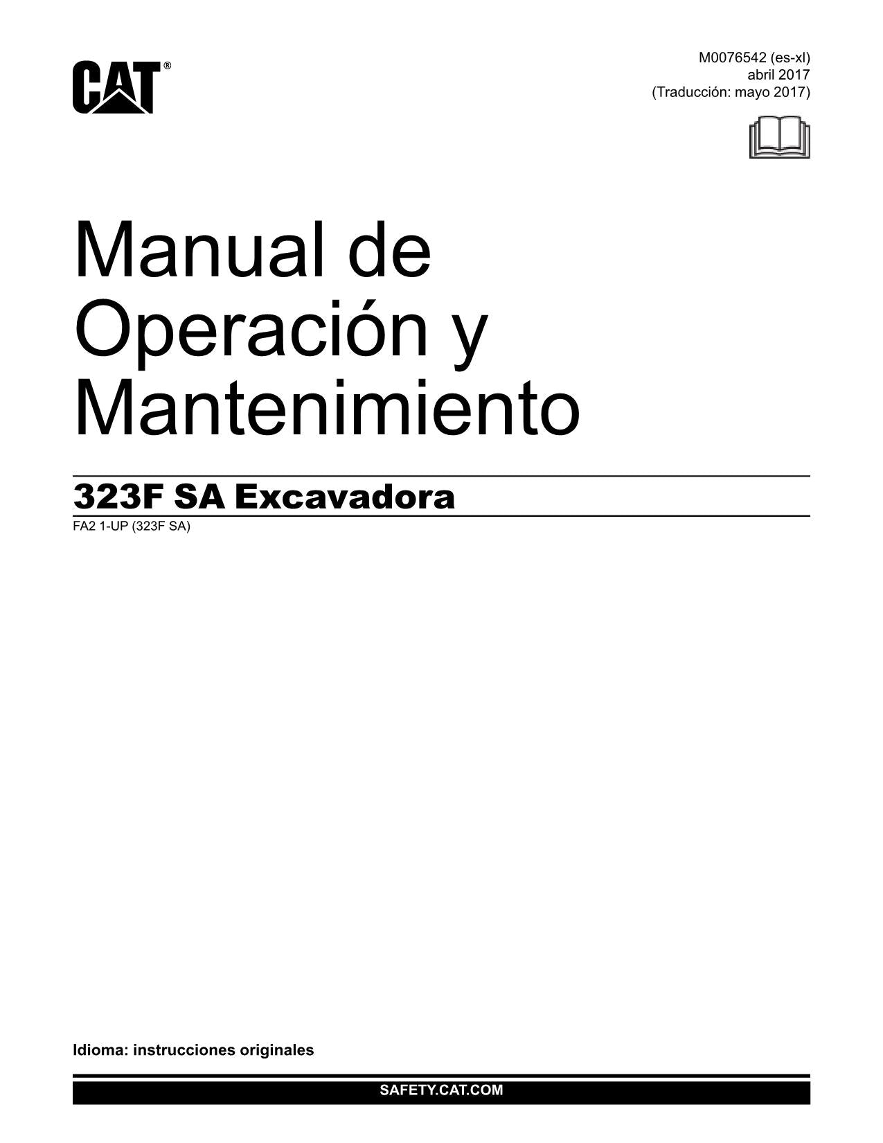 Caterpillar 323F SA 323F LN Excavadora Manual de Operación y Mantenimiento