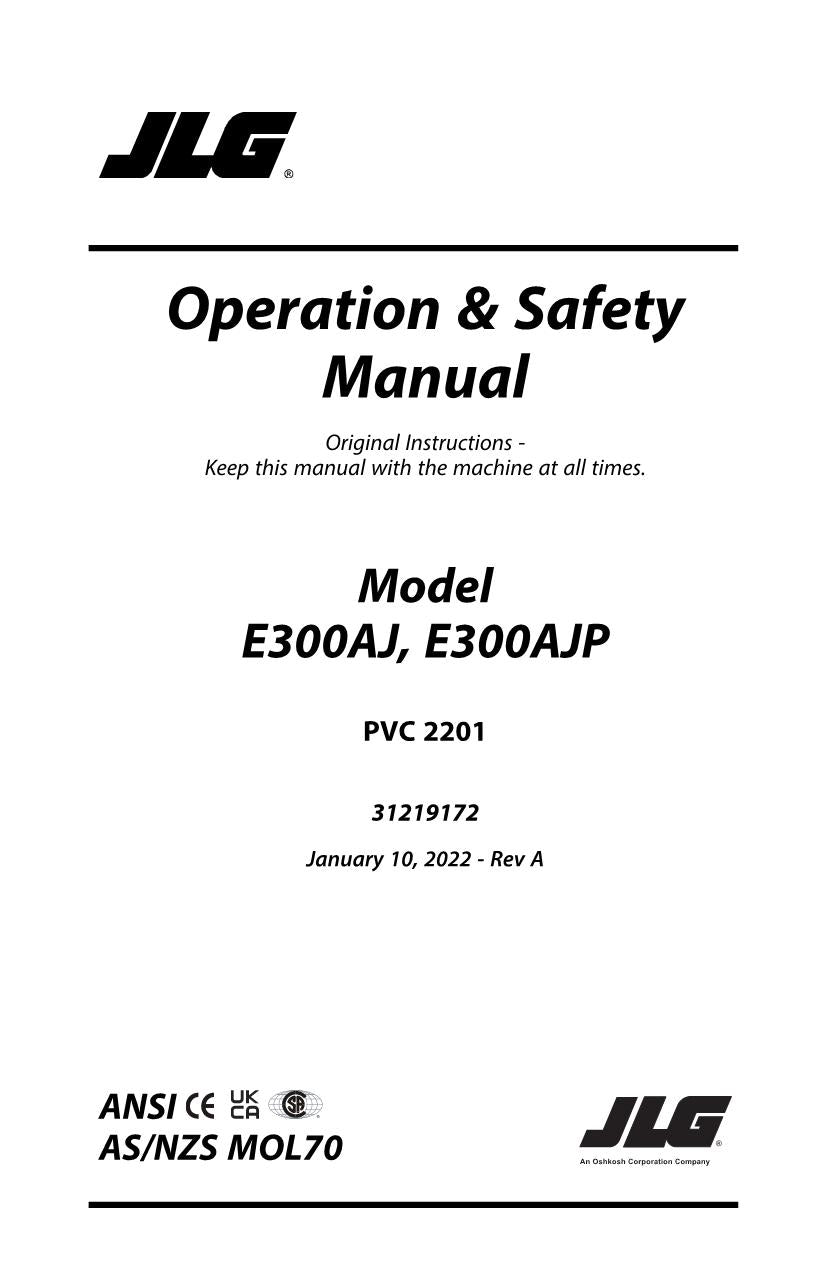 Manual del operador de mantenimiento y operación de la plataforma elevadora JLG E300AJ E300AJP 31219172