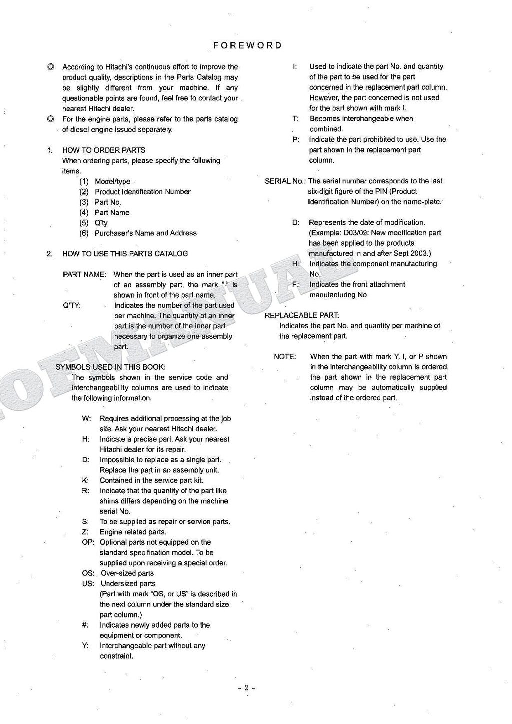HITACHI ZAXIS ZX160LC Excavator Parts Catalog Manual SN 005001-