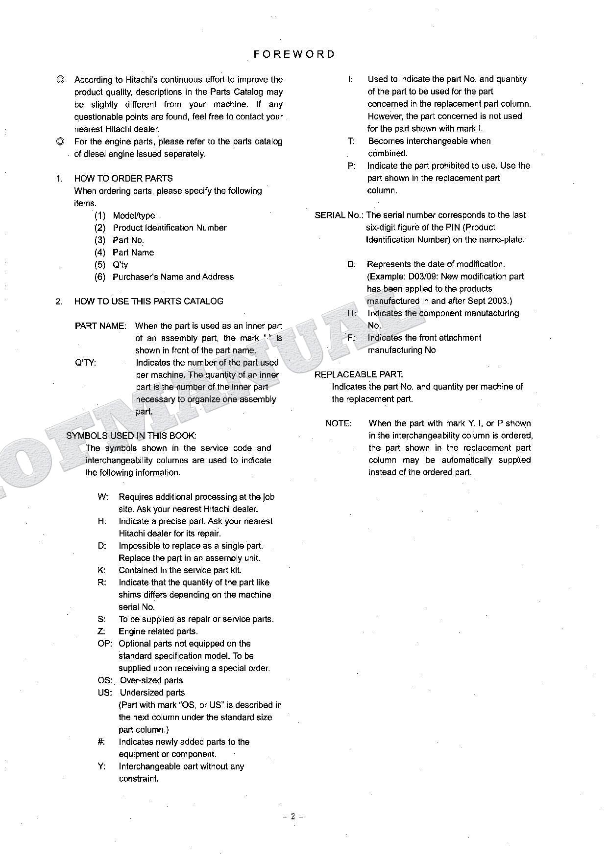 HITACHI ZAXIS ZX160LC Excavator Parts Catalog Manual SN 005001-
