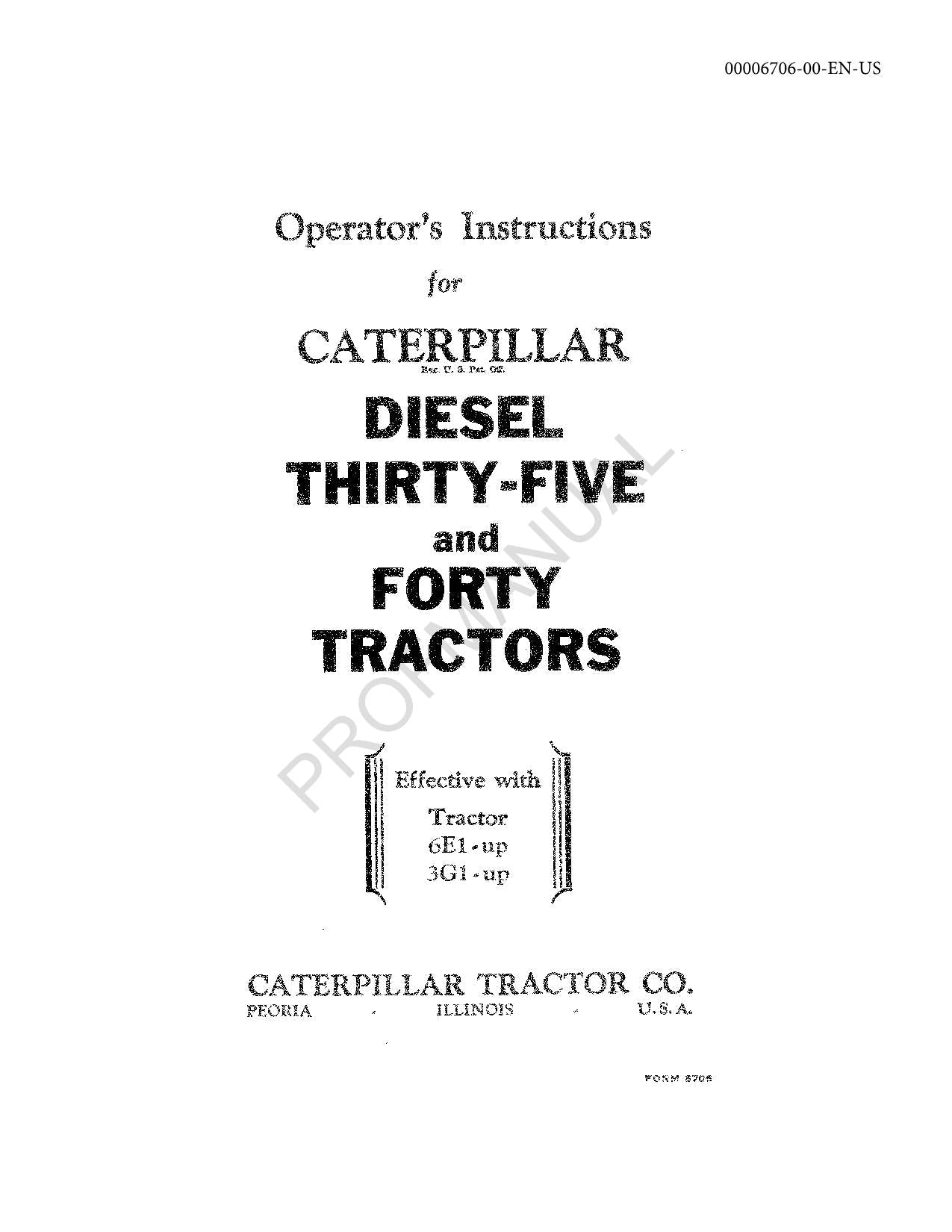 Manual de mantenimiento del operador del tractor Caterpillar Diesel Thirty Five Forty