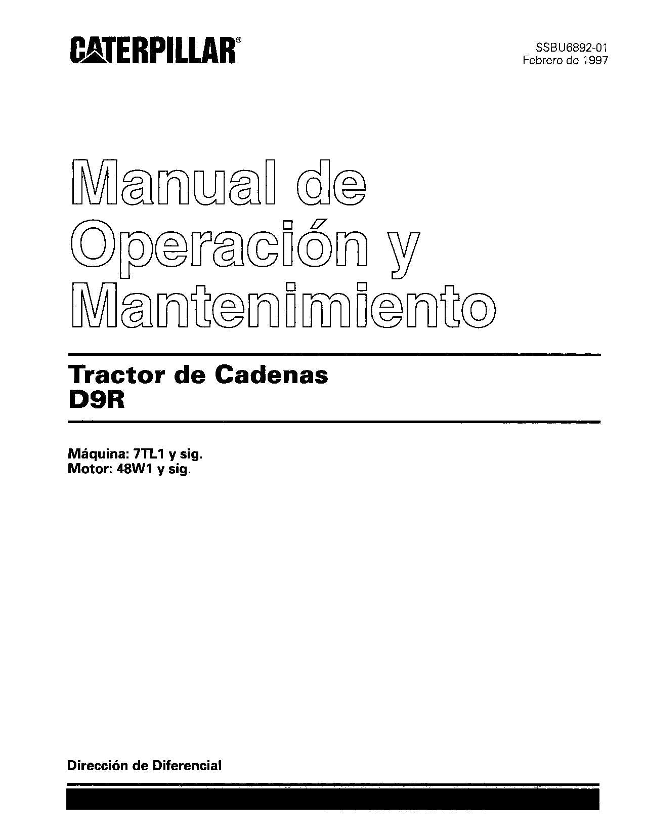 Caterpillar D9R Tractor de Cadenas Manual de Operación 48W1-UP 7TL1-851 Español
