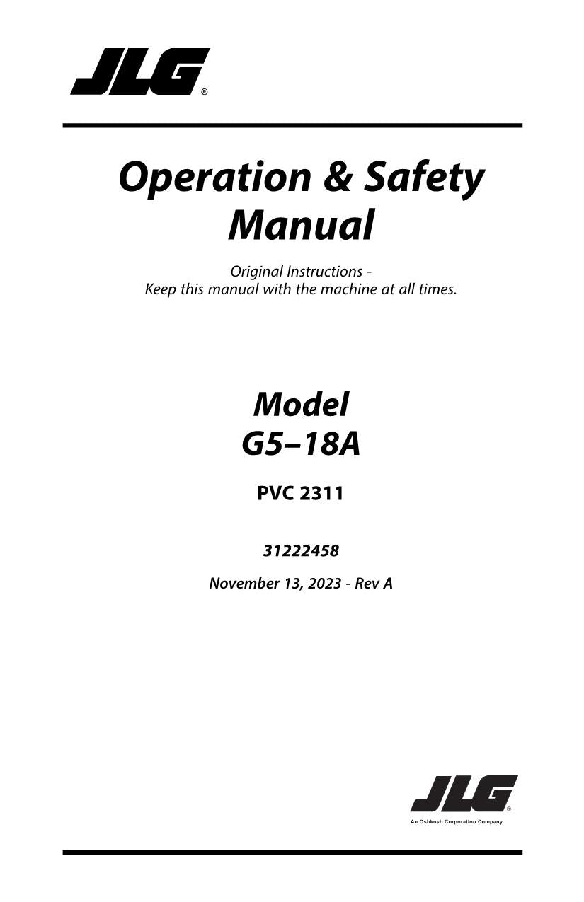 Manual del operador de mantenimiento y operación del manipulador telescópico JLG G5-18A 31222458