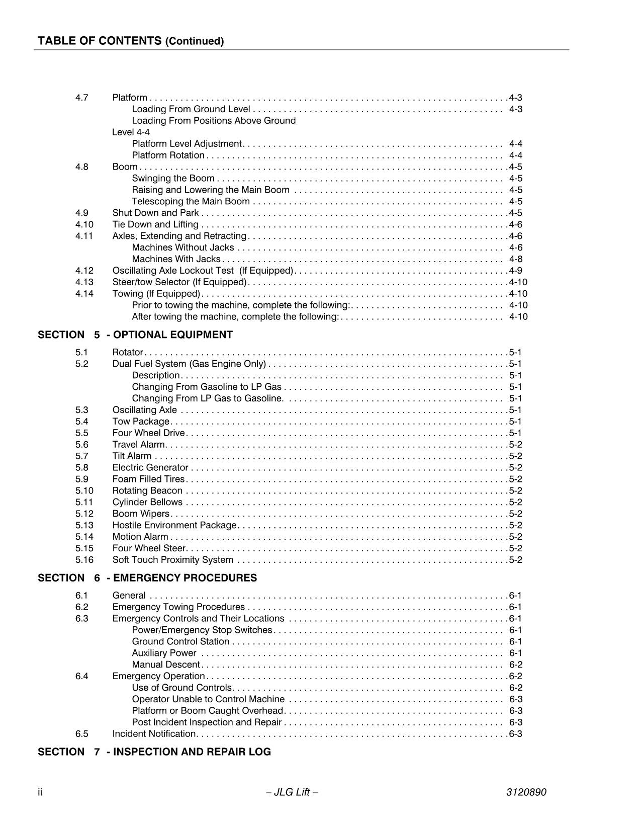Manual del operador de mantenimiento y operación de la plataforma elevadora JLG 80HX 80HX+6 3120890