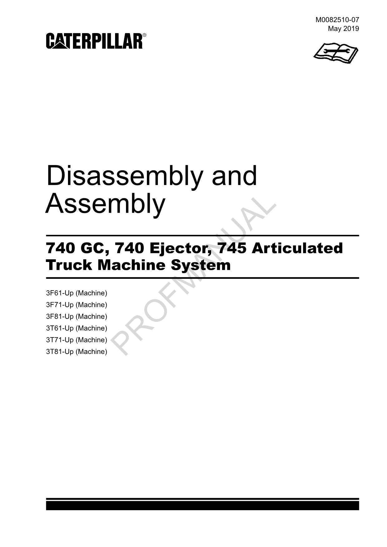 Manual de servicio y desmontaje del camión Caterpillar 740 GC 740 Eyector 745