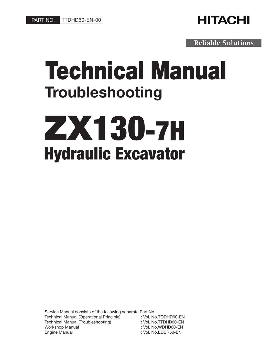 HITACHI ZAXIS ZX130-7H Excavator Troubleshooting +Schematic Technical Manual