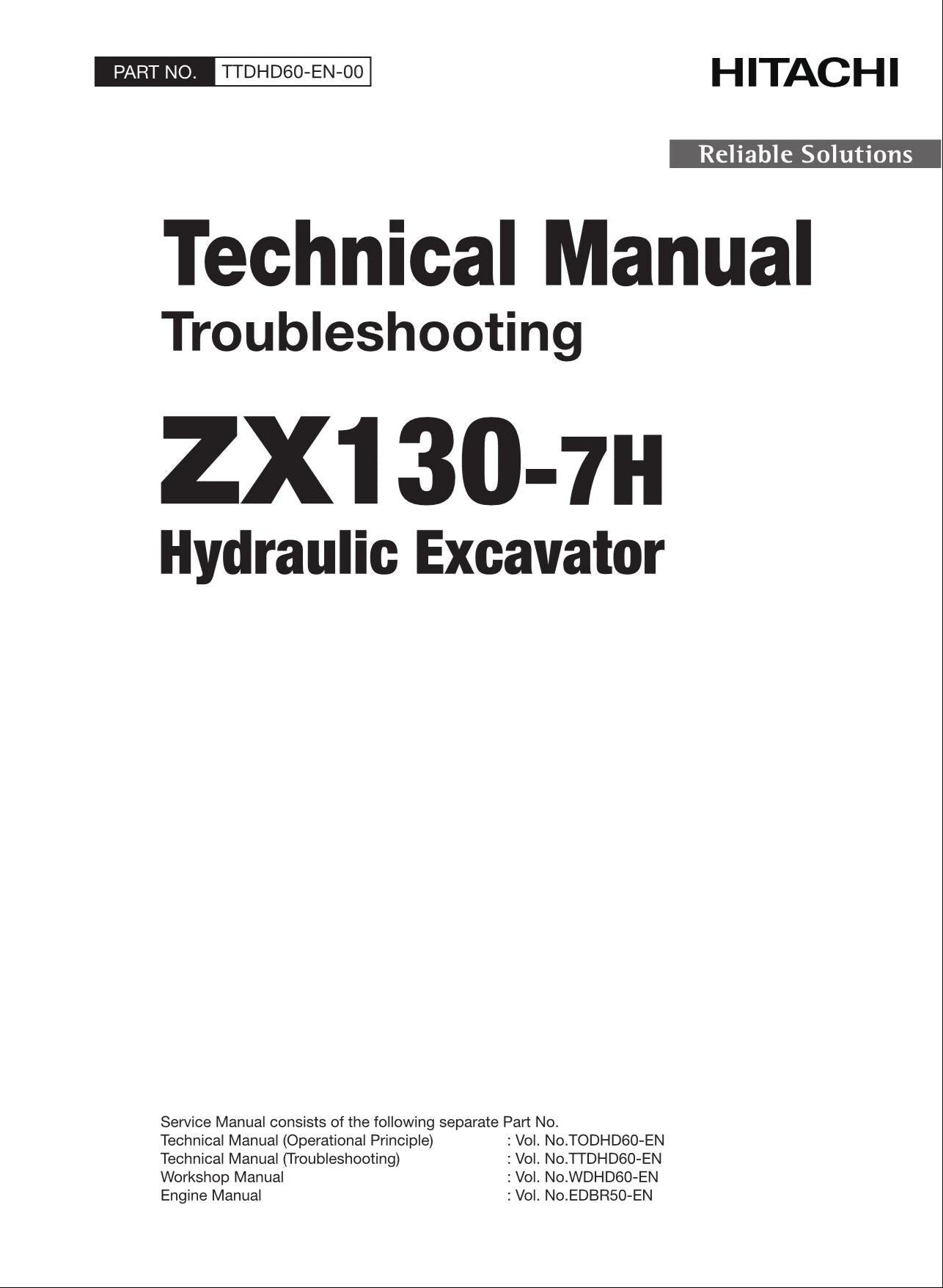 HITACHI ZAXIS ZX130-7H Excavator Troubleshooting +Schematic Technical Manual