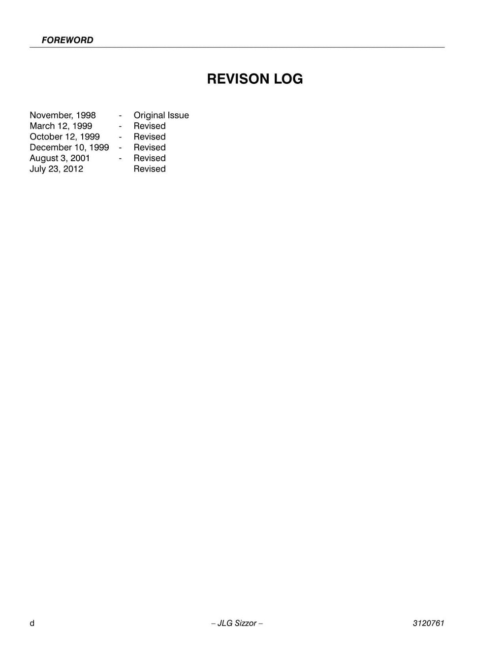 JLG 1532E3 1932E3 2033E3 2046E3 2646E3 2658E3 Lift Operators Manual 3120761