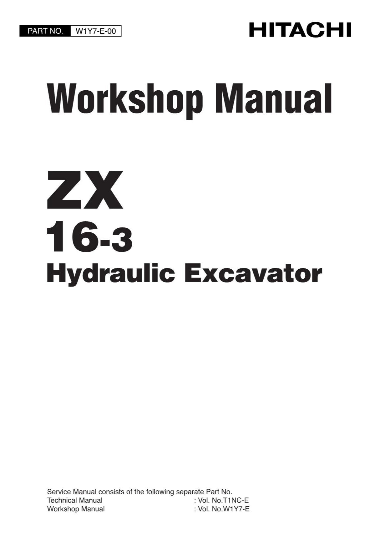 Manual de servicio y reparación de la excavadora Hitachi ZX16-3