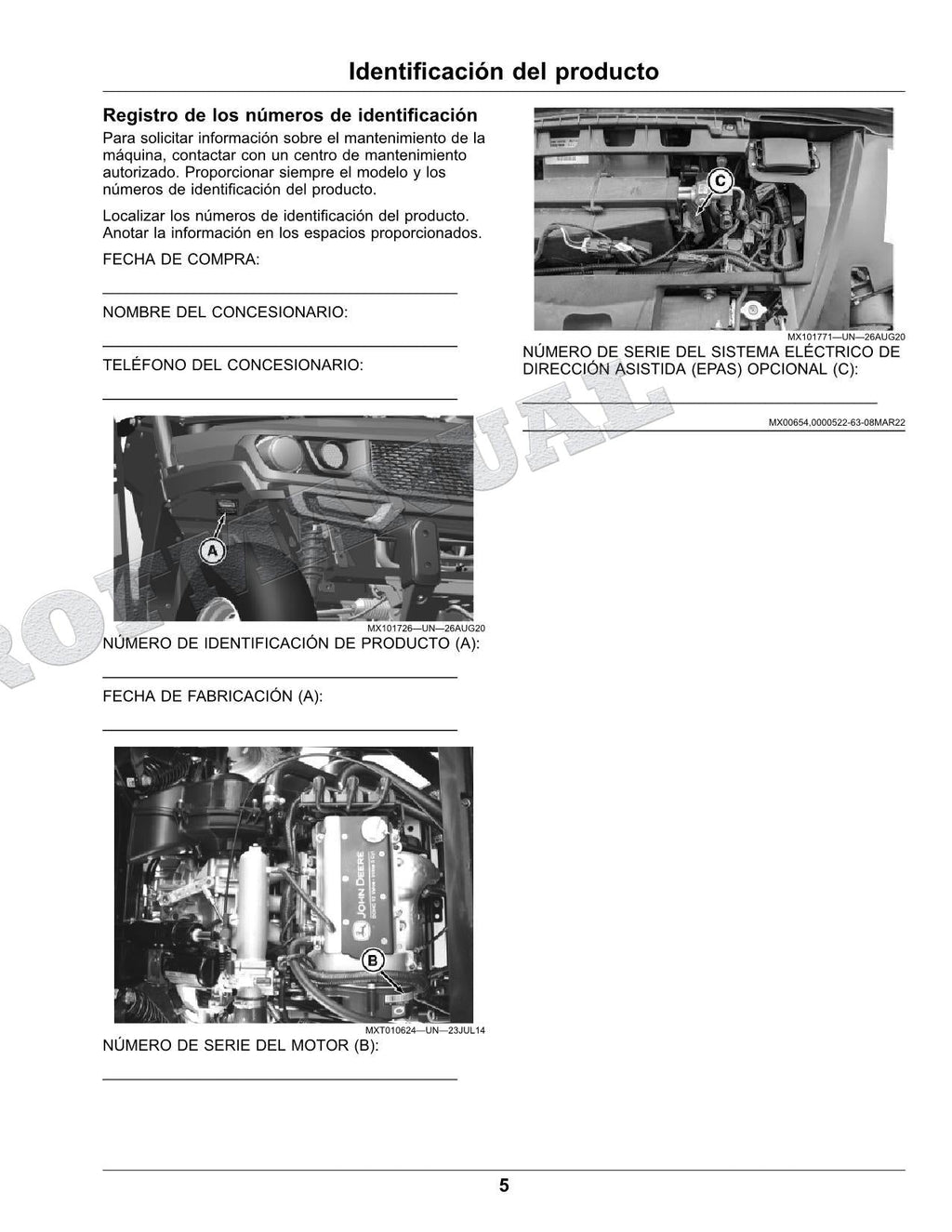 John Deere XUV 835E XUV 835R XUV 835M cocodrilo Manual del Operador 070001-