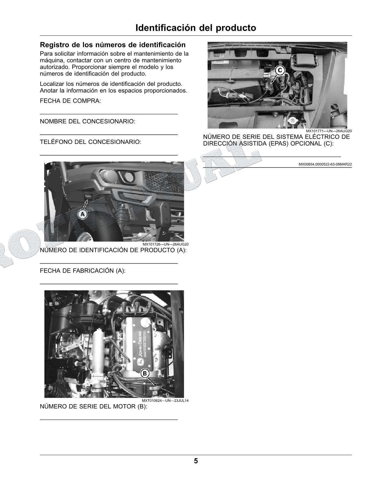 John Deere XUV 835E XUV 835R XUV 835M cocodrilo Manual del Operador 070001-