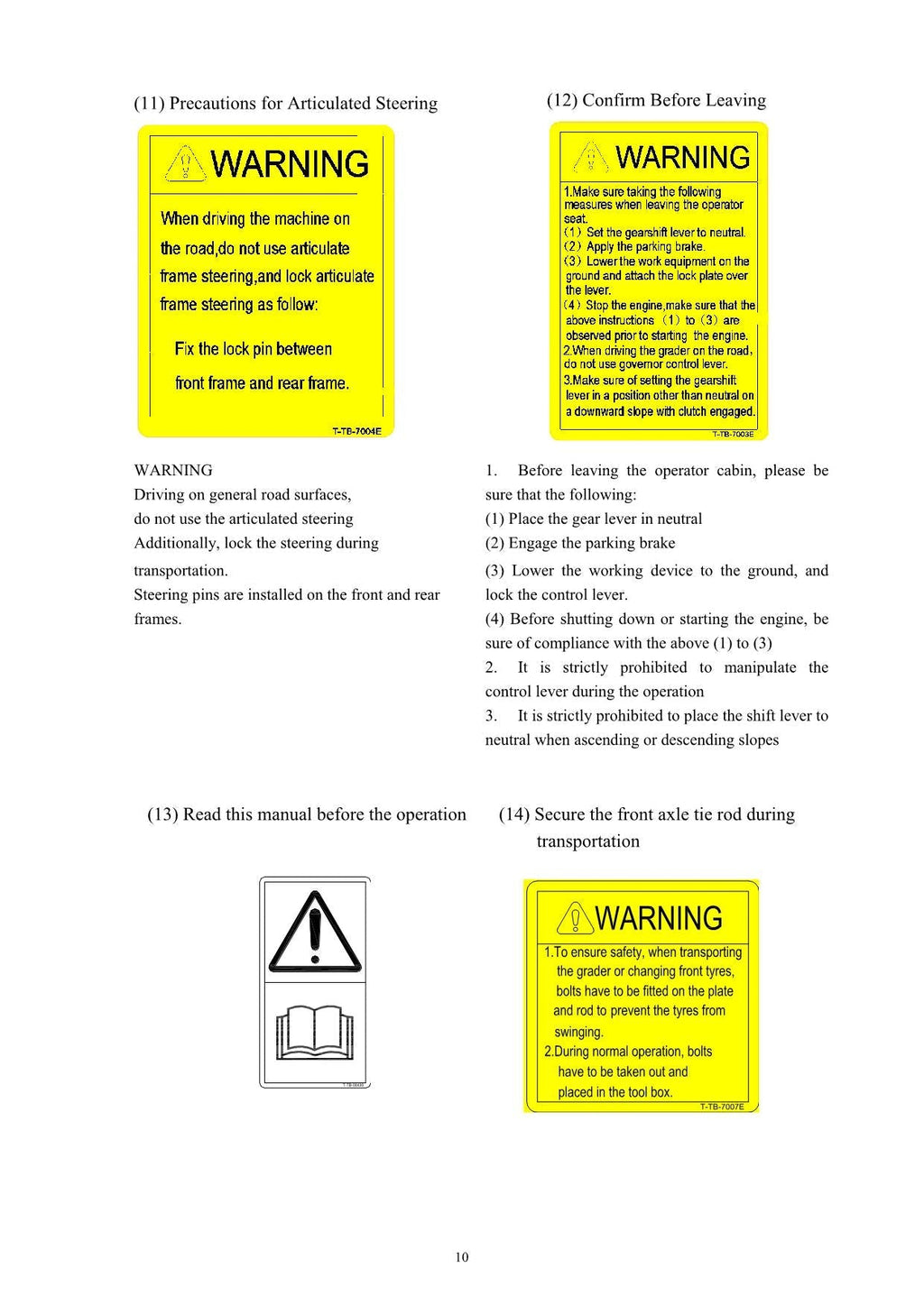 Hyundai HG320 MOTOR GRADER Operators Maintenance Manual
