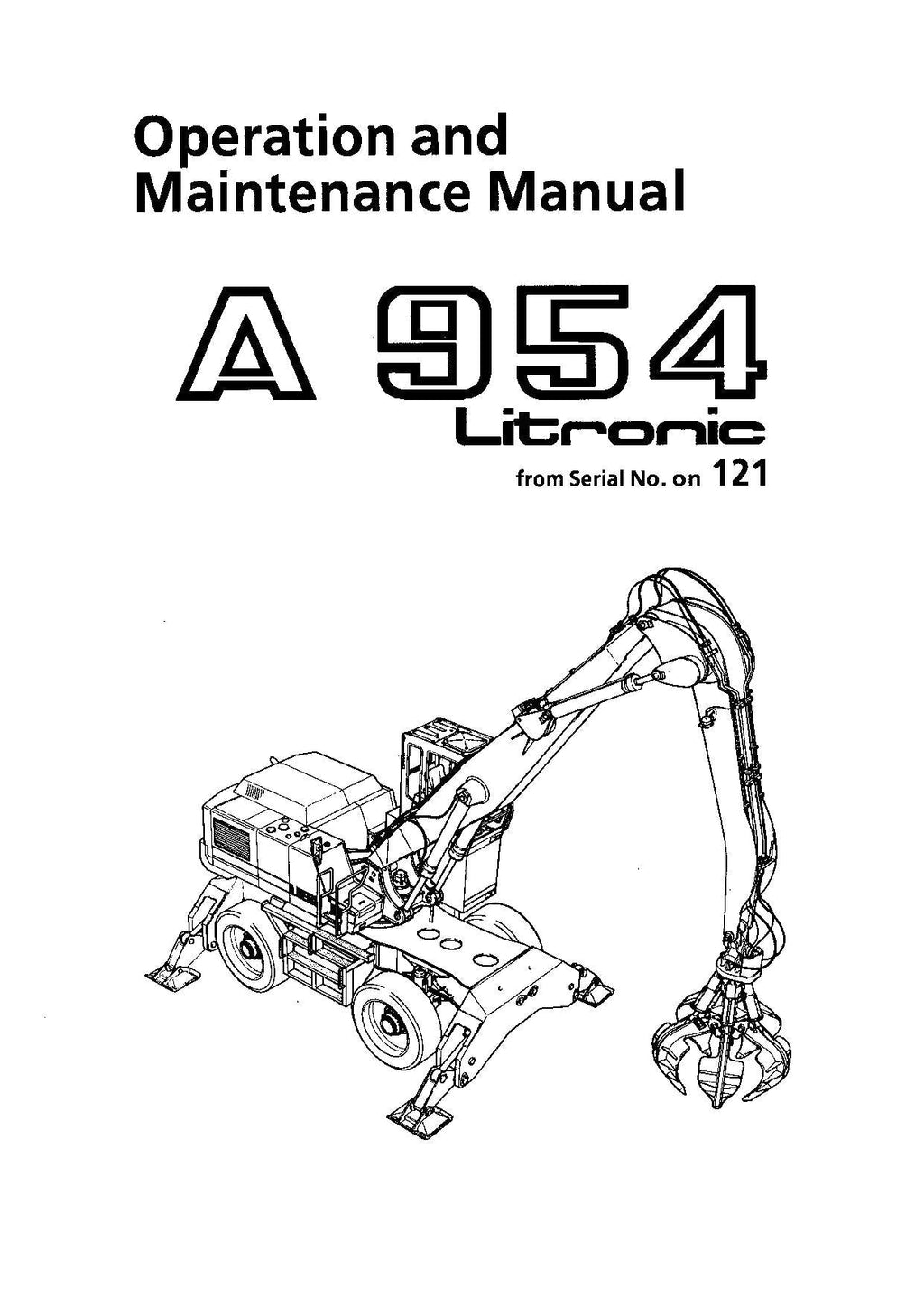 Liebherr A954 Litronic Excavator Operators manual