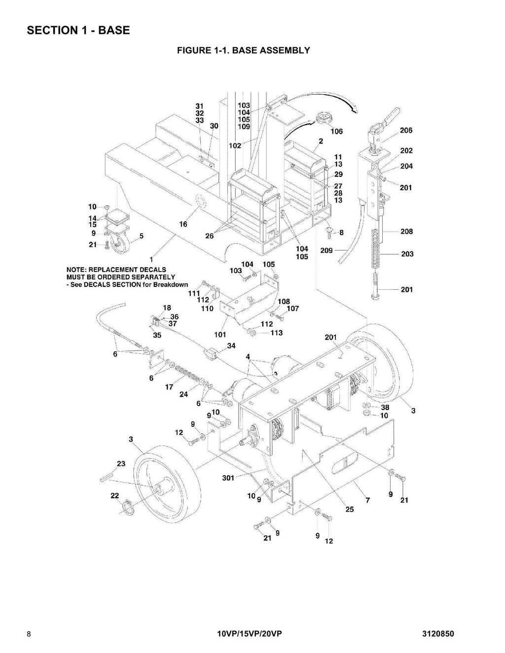 JLG 10VP 15VP 20VP Vertical Mast Parts Catalog Hard Copy Manual