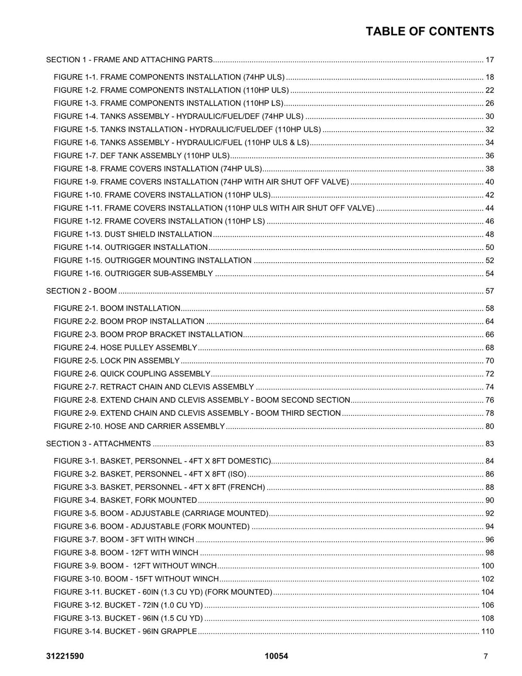 SKYTRAK 10054 Telehandler Parts Catalog Manual 31221590