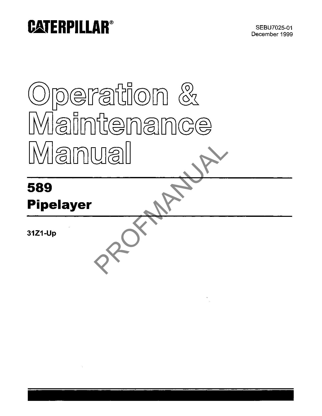 Manual de mantenimiento del operador del tiendetubos Caterpillar 589