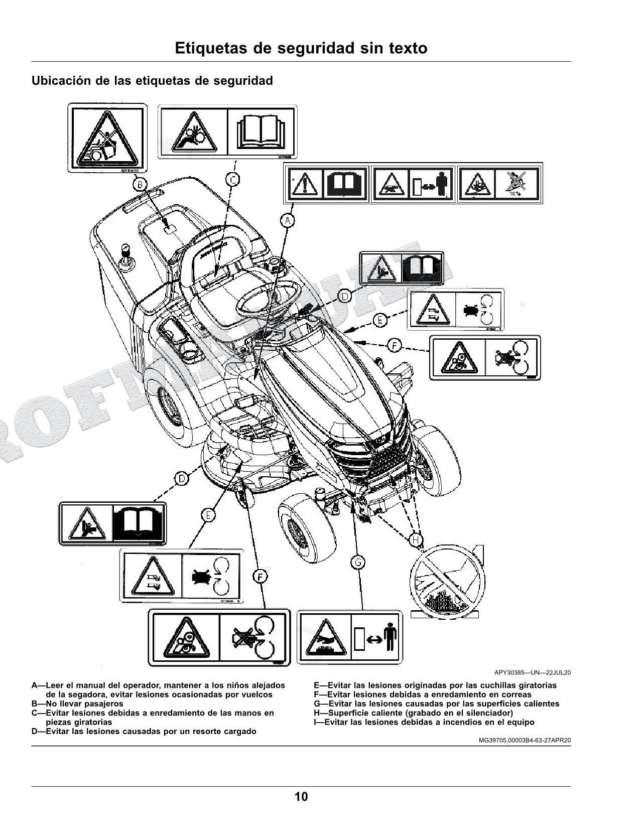 John Deere X350R Tractor Manual del Operador Español SN 150001-