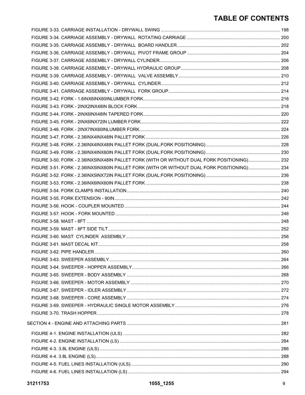 JLG 1055 1255 Telehandler Parts Catalog Manual 31211753